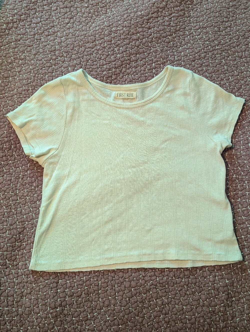 First Rite Pointelle Crop Tee in Natural